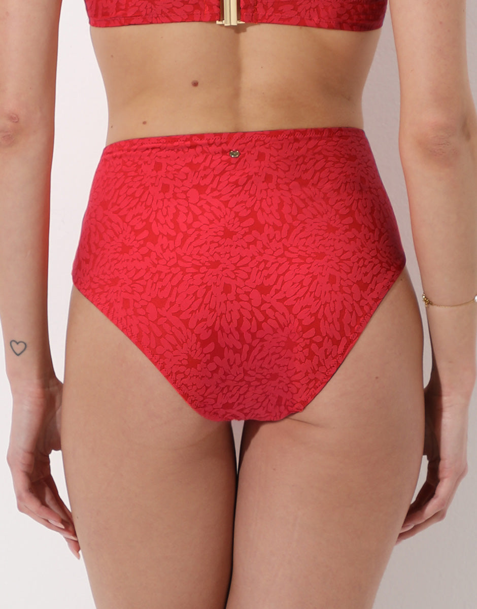 Lovable Glam Shiny Micro Festival Jacquard slip costume vita alta rosso ibisco