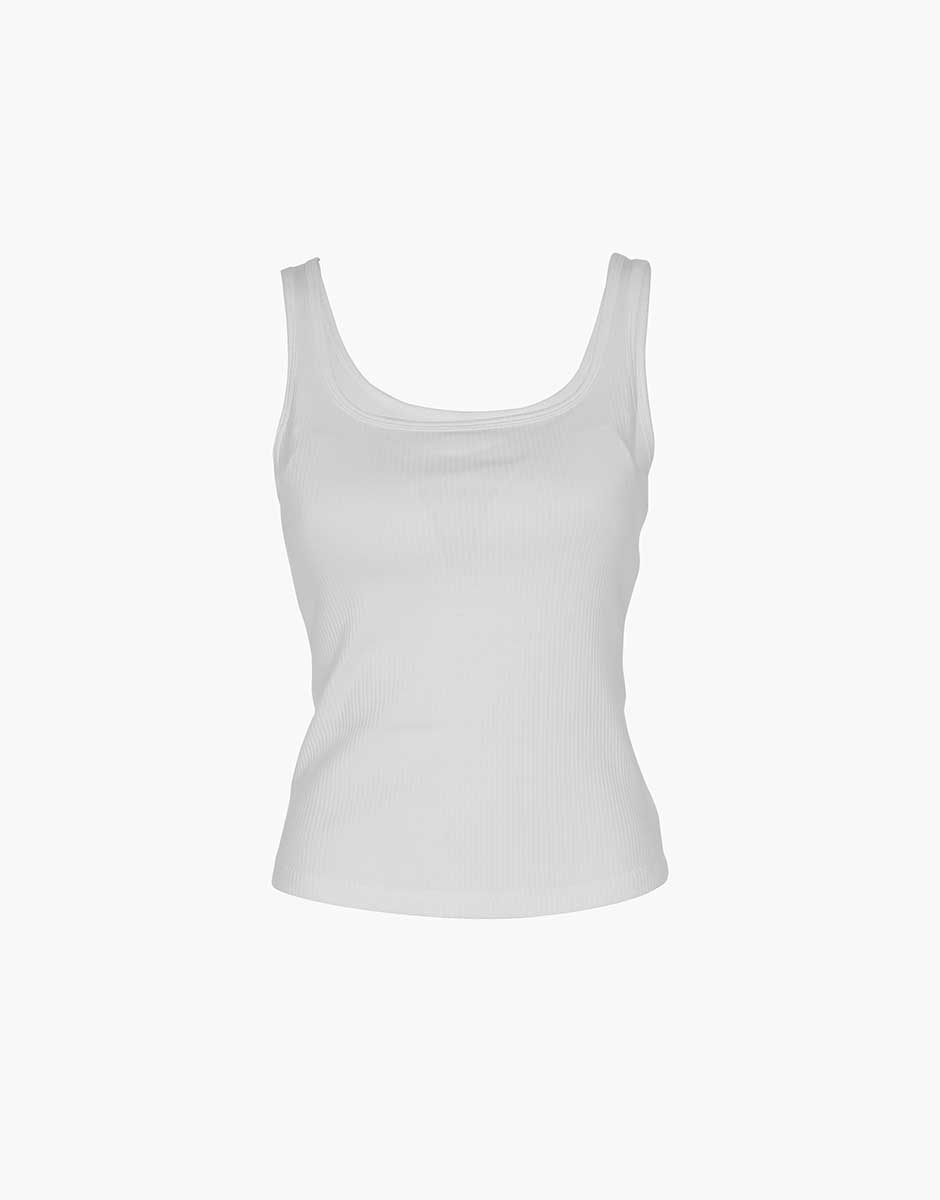 Lovable Basic Soul Canotta in cotone a costine bianca con coppe imbottite