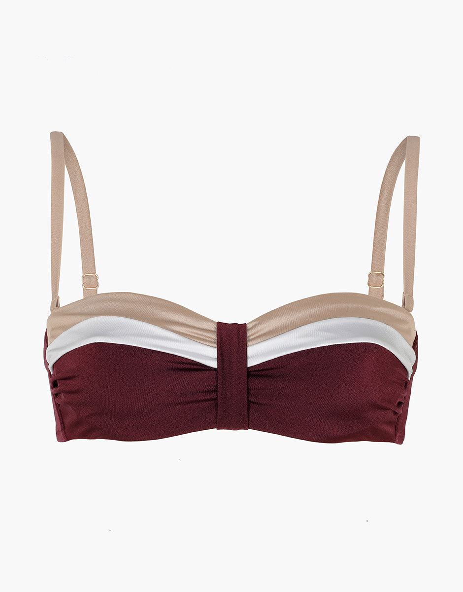 Lovable Glam Shiny Micro Shiny Colour Block reggiseno fascia vinaccia bianco bronzo