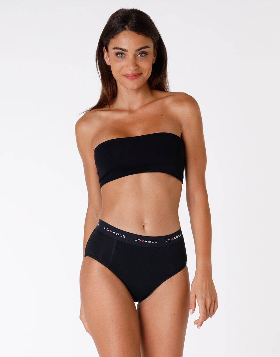 Lovable Lovely Slip da ciclo nero alto in cotone biologico flusso medio