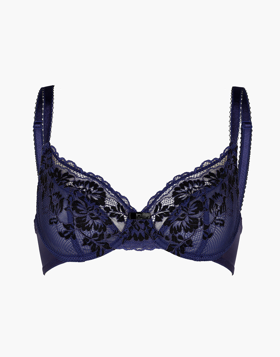 Lovable Garden Flowers Lace Reggiseno con Ferretto blu violaceo