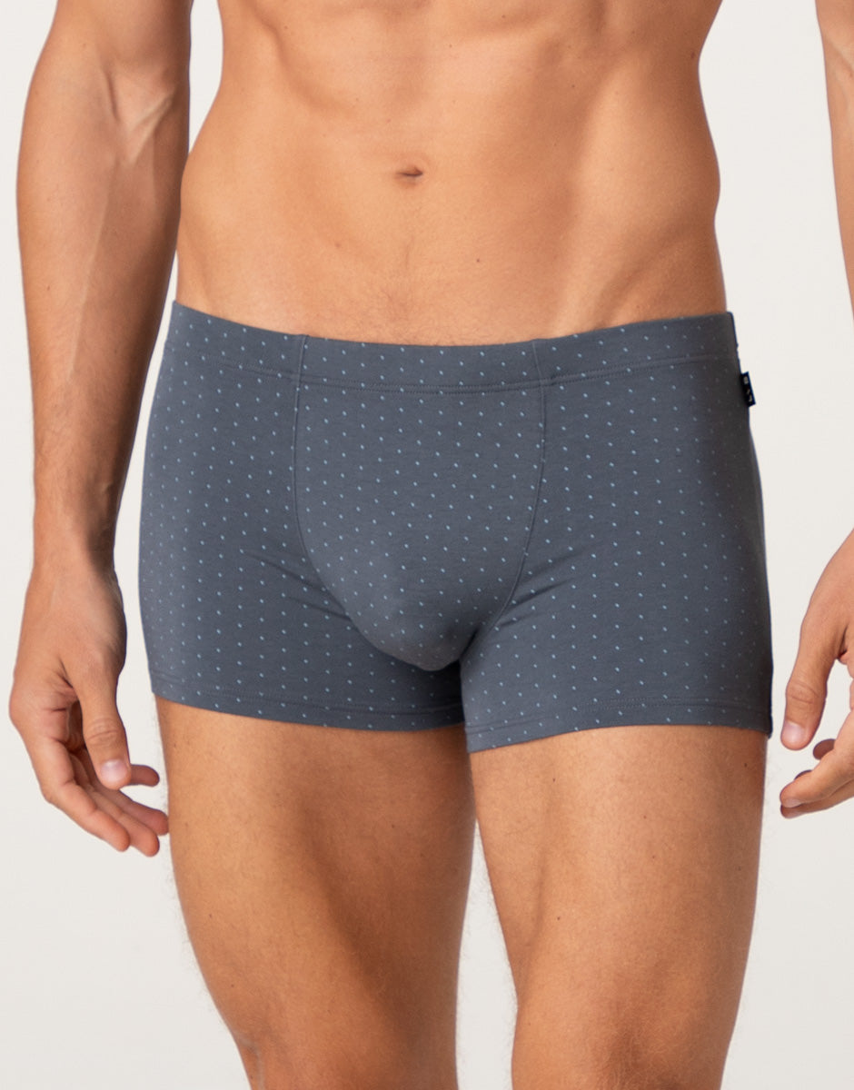 Lovable Value Elegance Printed Cotton Modal boxer uomo antracite pois azzurri