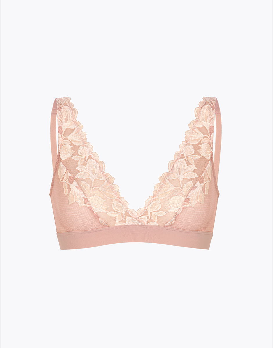 Lovable Garden Flowers Lace Elegant Muse reggiseno a vela avorio perlato e rosa