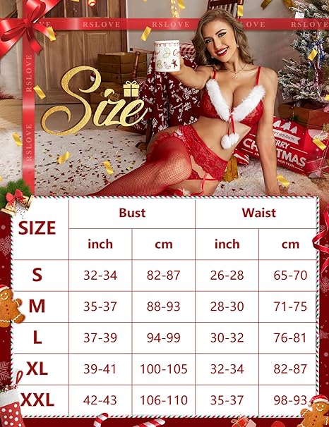 RSLOVE Costumes White Velvet Christmas Lingerie Set bianco taglia S-XXL piume