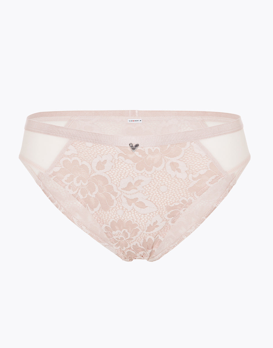 Lovable Anniversary Lace slip cipria in pizzo riciclato e tulle
