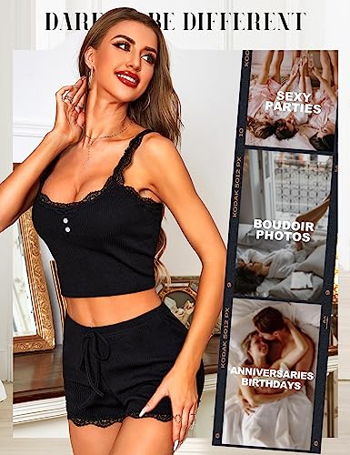 RSLOVE Pajama Set Lace Strap Cami Shorts pigiama due pezzi multicolore
