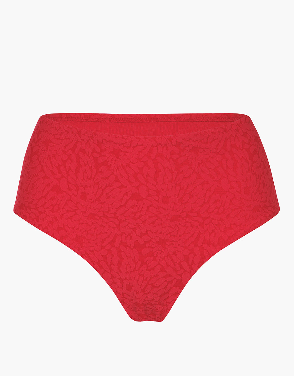 Lovable Glam Shiny Micro Festival Jacquard slip costume vita alta rosso ibisco