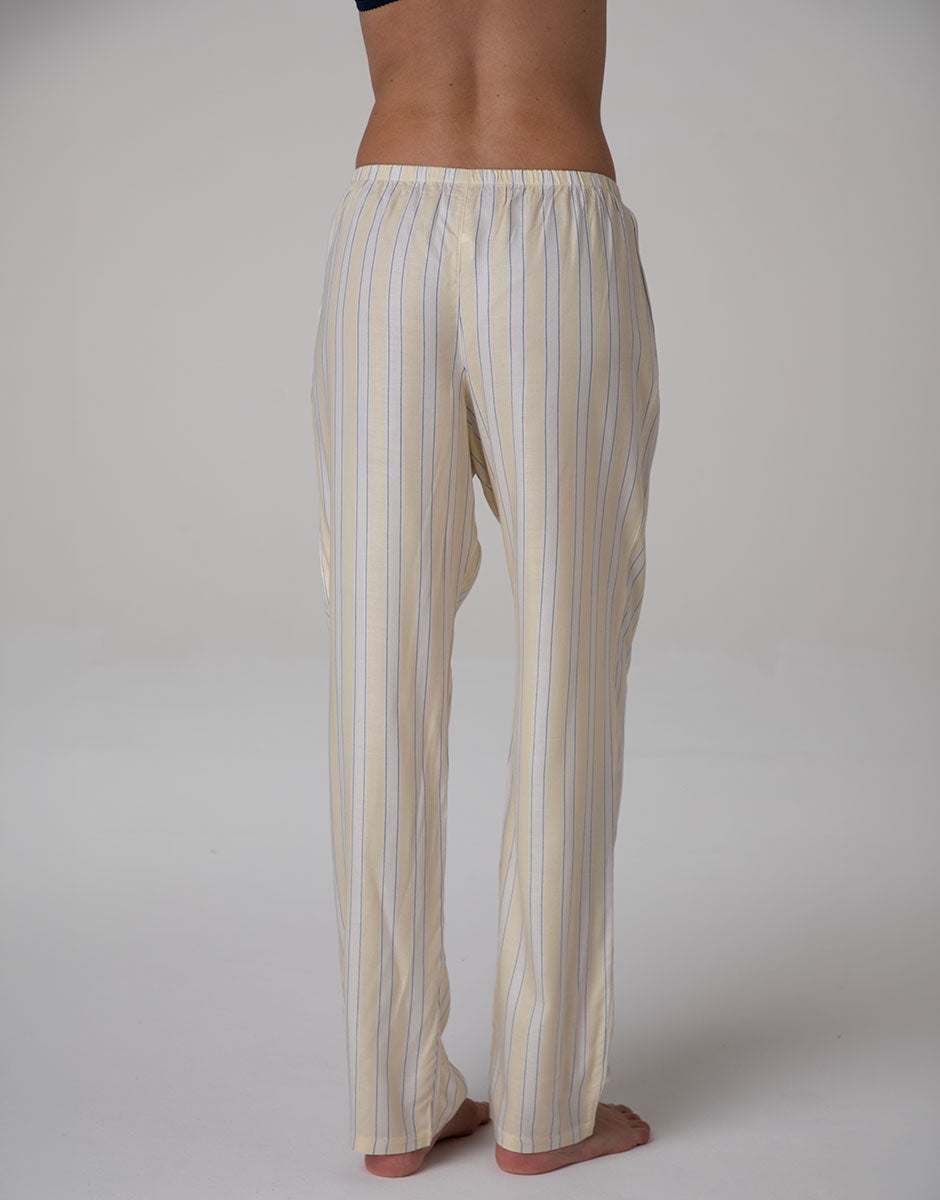 Lovable Basic Soul pantaloni lunghi in twill di viscosa a righe bianco crema