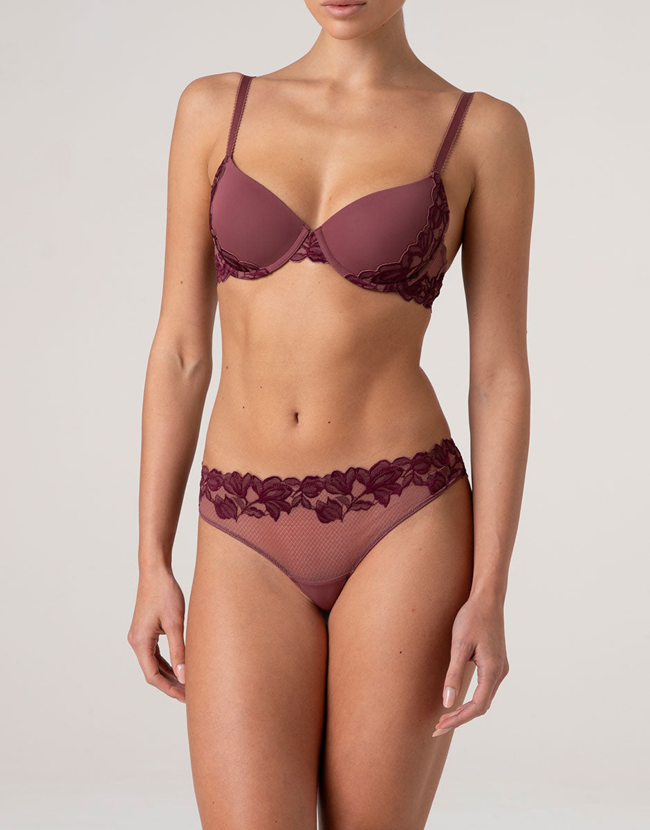 Lovable Garden Flowers Lace Elegant Muse reggiseno rosso amaranto 3B imbottito