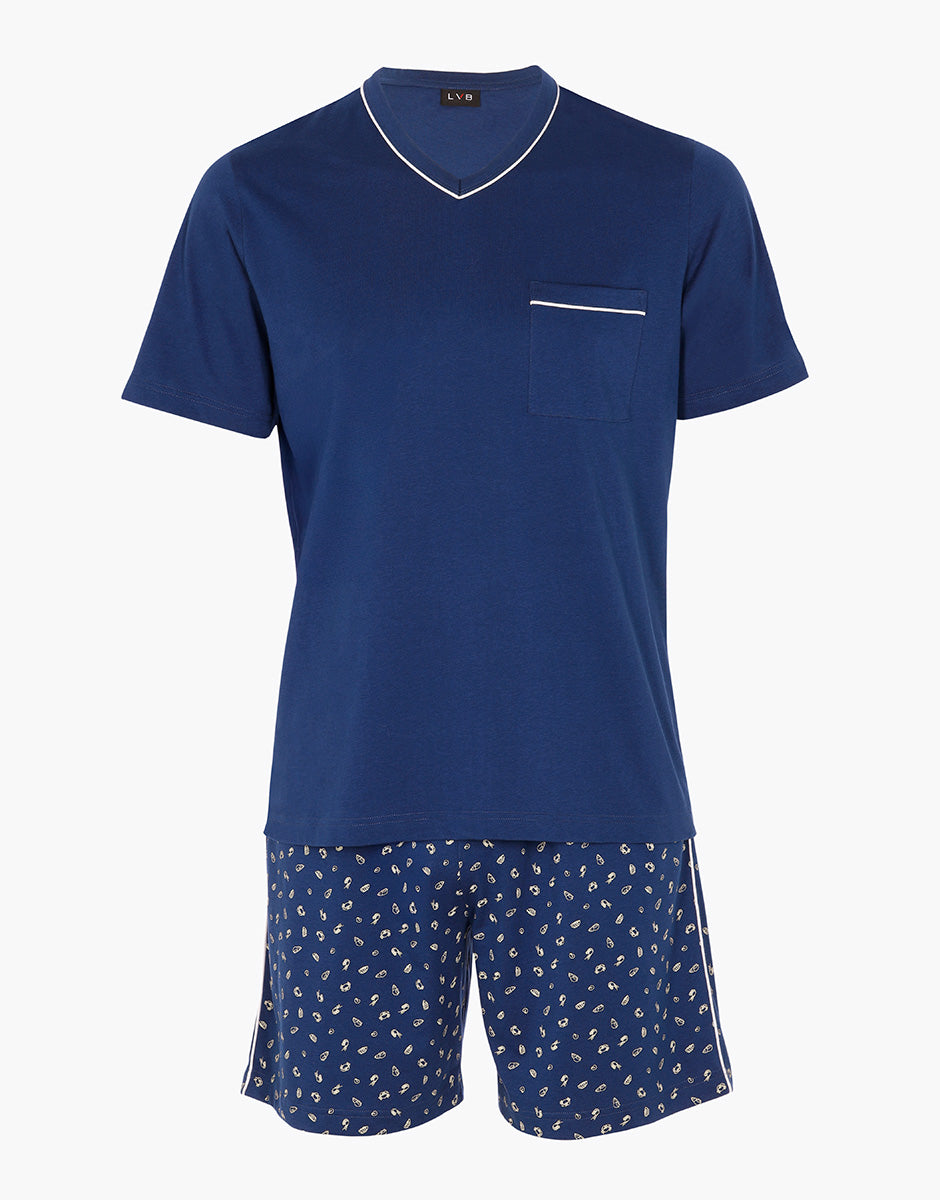 Lovable Basic Soul pigiama corto uomo in jersey blu notte