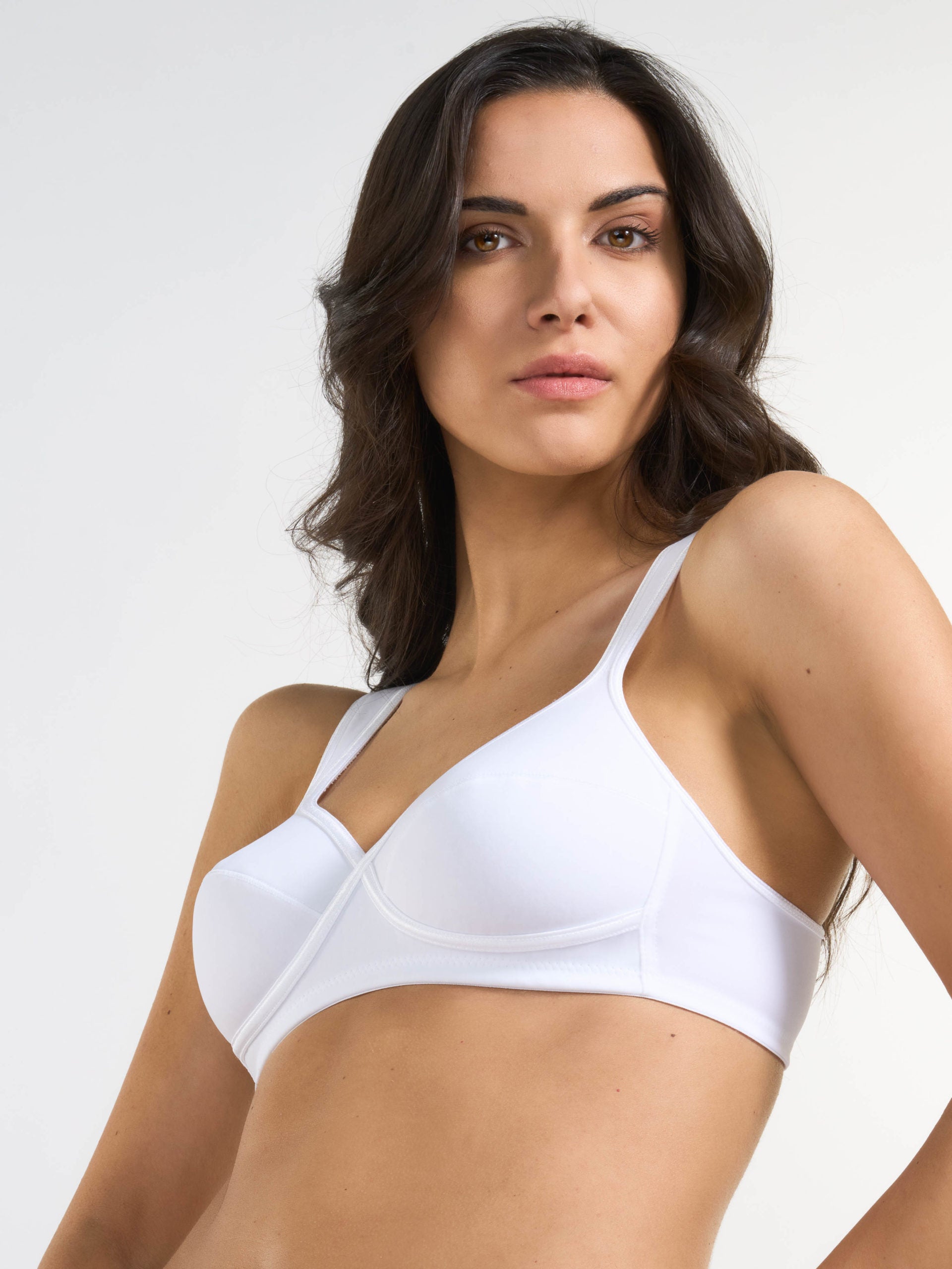 SPIMAN Style reggiseno elasticizzato spalline anatomiche imbottite coppa B bianco