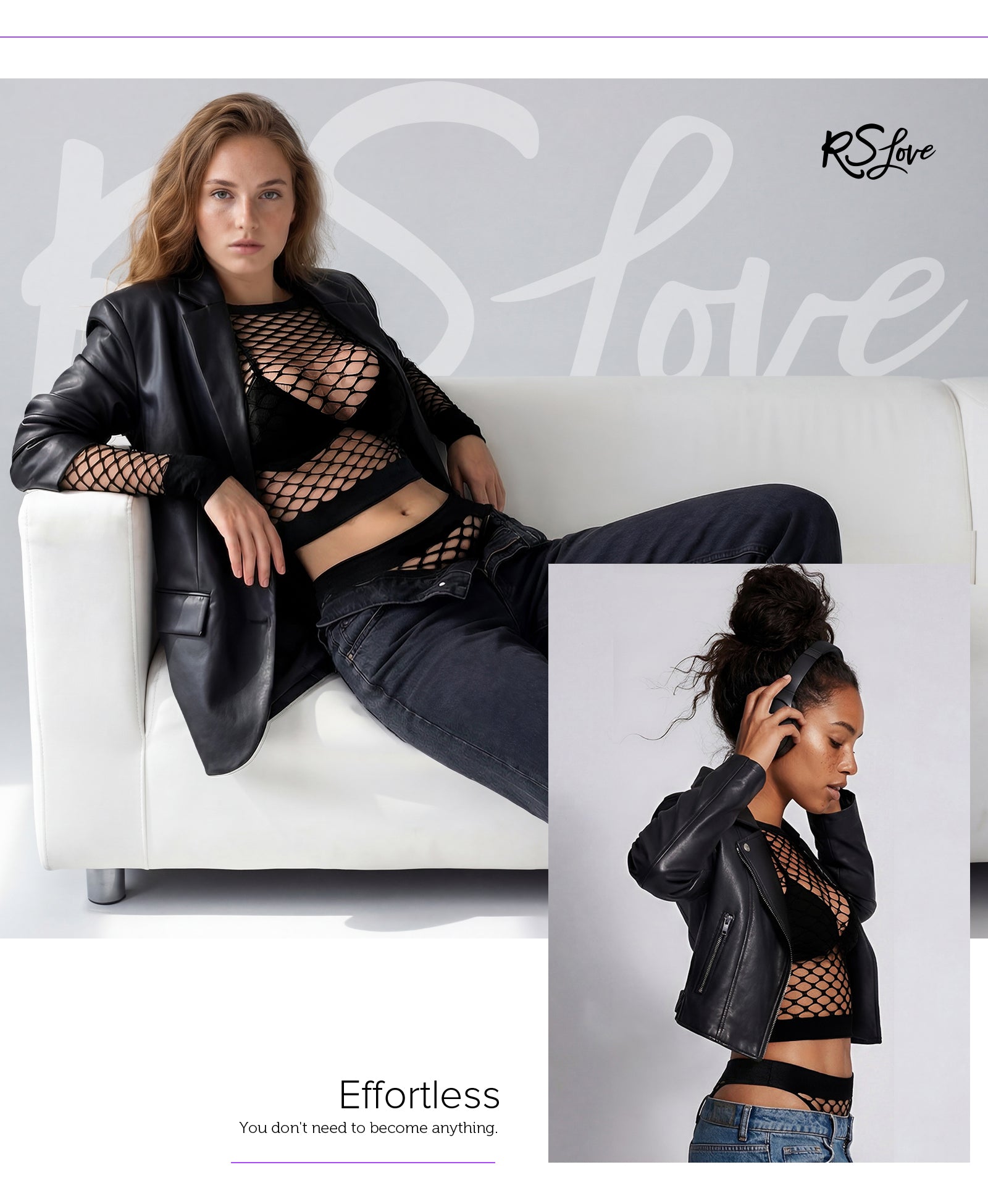 RSLOVE Babydoll babydoll ricamato nero con perizoma