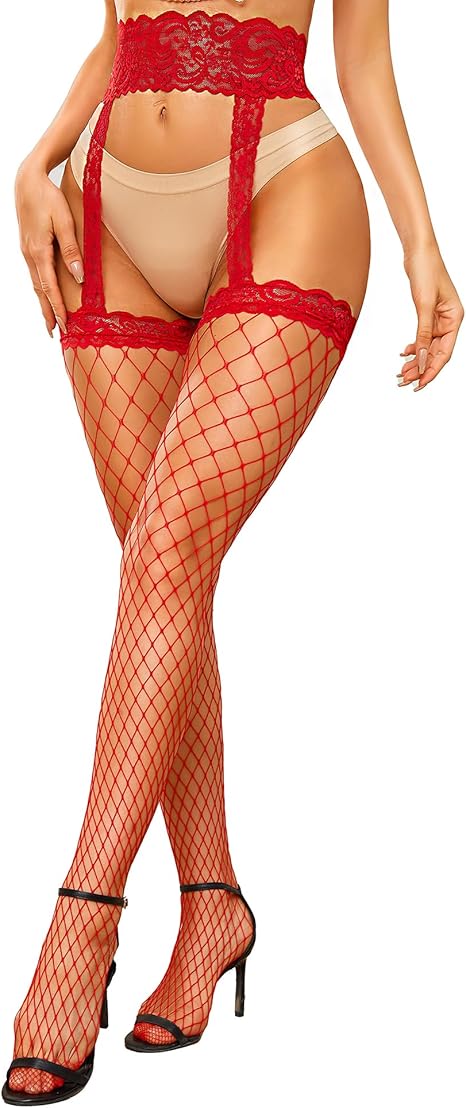 RSLOVE Stocking Lace Top Antiskid Silicone autoreggenti rete nere