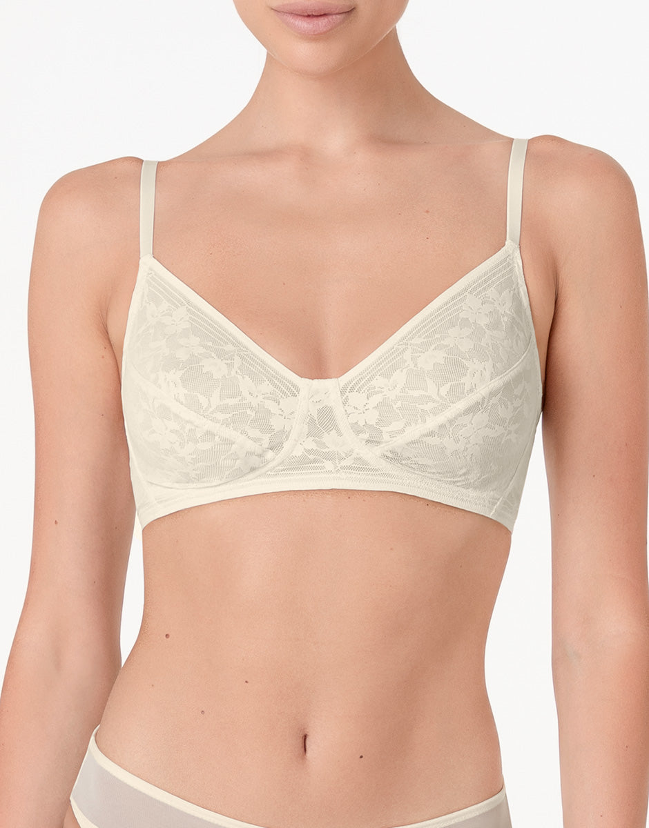 Lovable Garden Flowers Lace Reggiseno Triangolo senza Ferretto Blossom Lace avorio