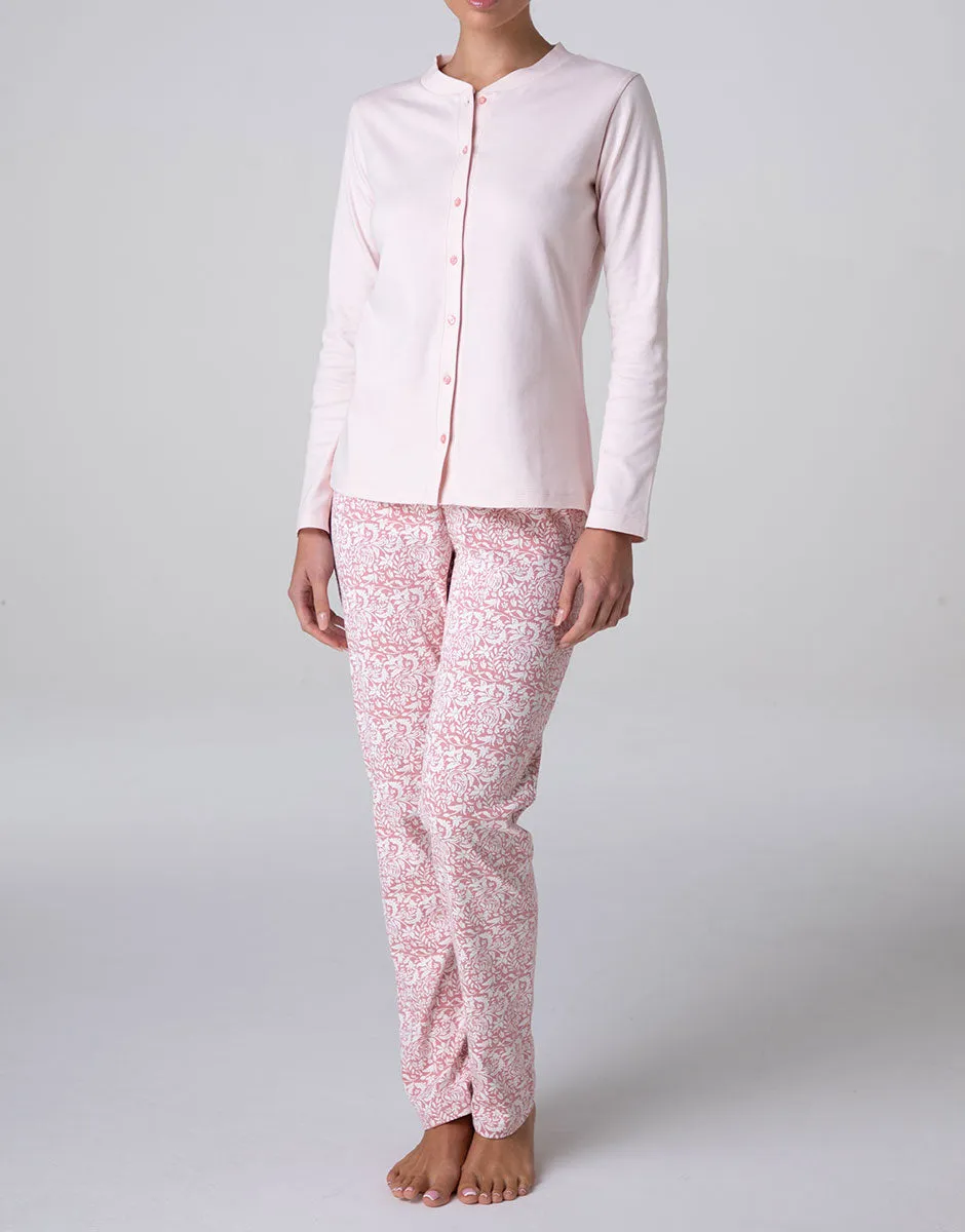 Lovable Basic Soul Pigiama Lungo Aperto rosa cipria interlock