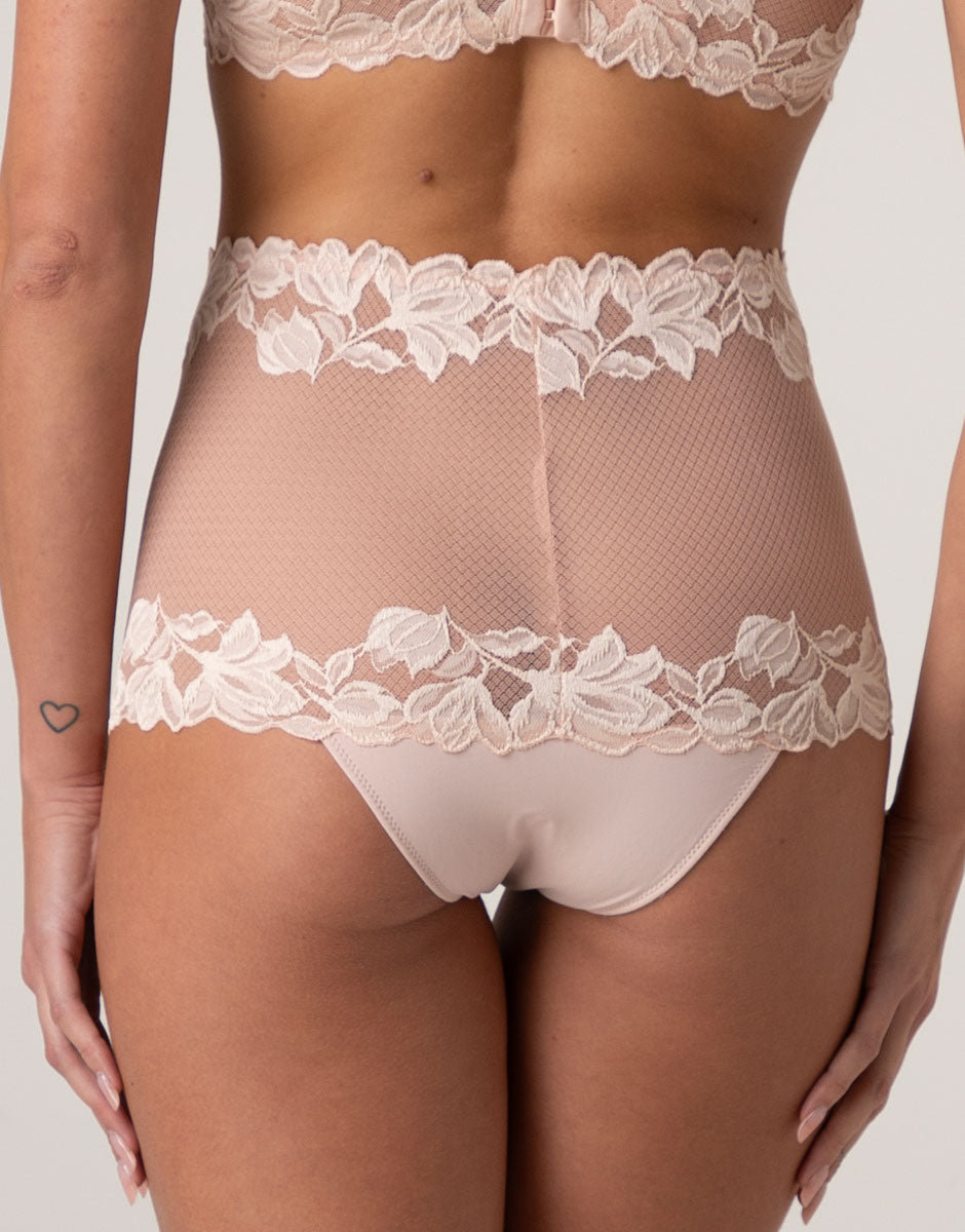 Lovable So Lacy Panties Elegant Muse slip alto avorio perlato e rosa in pizzo
