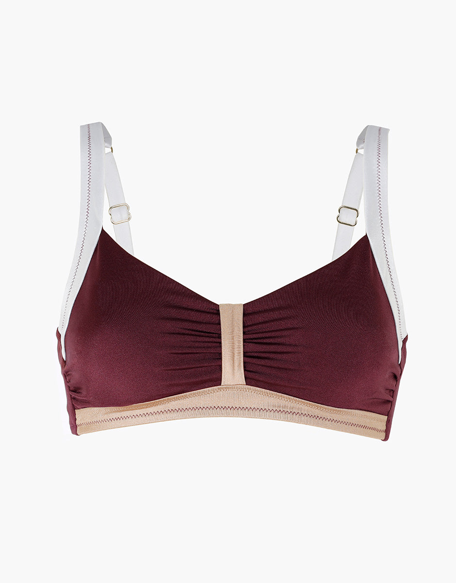 Lovable Glam Shiny Micro Shiny Colour Block reggiseno costume vinaccia bianco bronzo