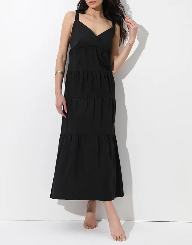 Lovable Basic Soul L0EPX abito lungo nero in cotone con spalline