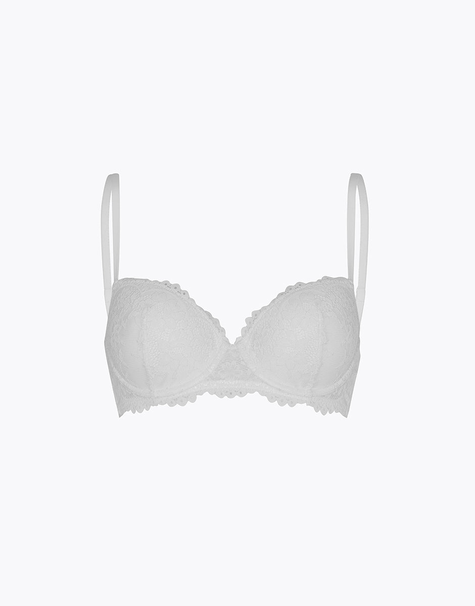 Lovable Garden Flowers Lace Stylish Lace reggiseno balconcino imbottito bianco
