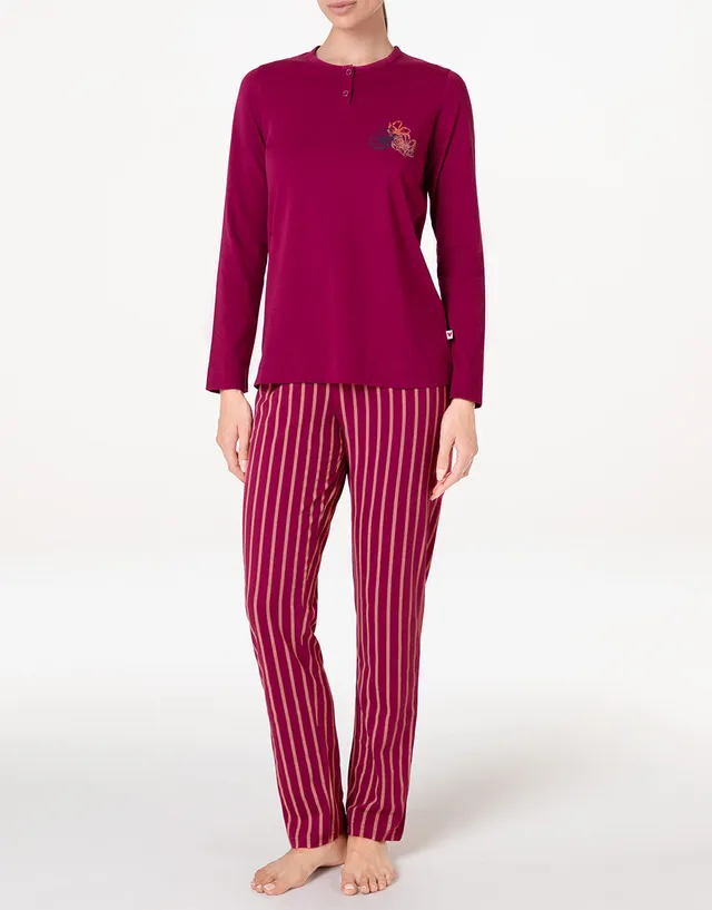 Lovable Basic Soul pigiama lungo serafino lampone intenso