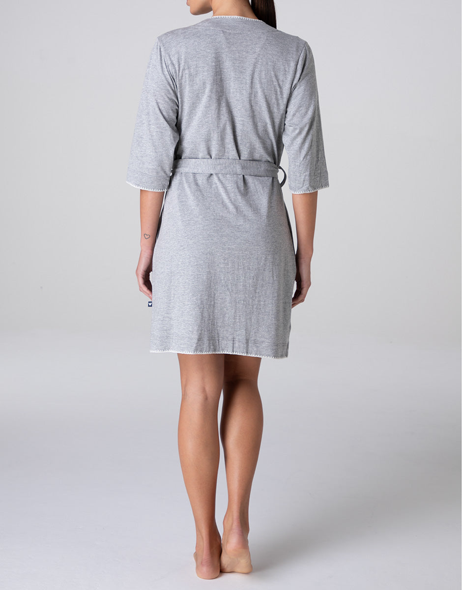 Lovable Basic Soul Kimono in jersey grigio melange manica 3/4