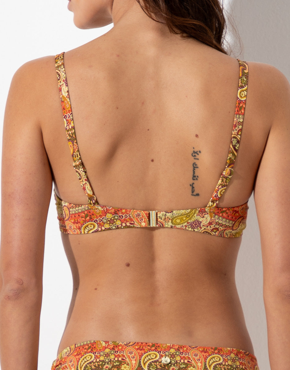 Lovable Glam Shiny Micro Braid Printed Micro reggiseno costume triangolo con ferretto cachemire stampato coppa 3C