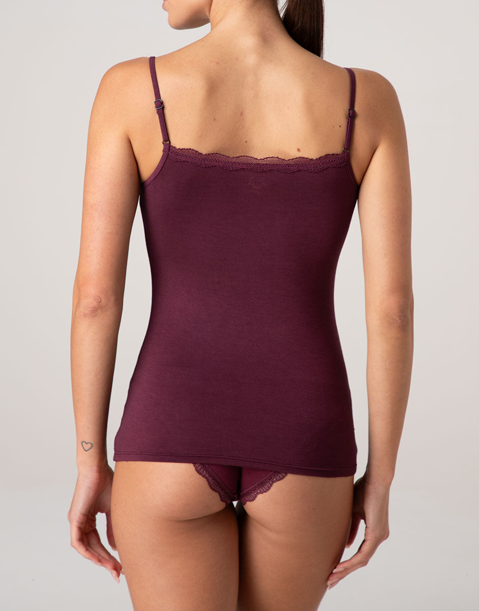 Lovable Basic Soul top vinaccia in viscosa con pizzo