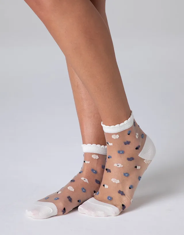 Lovable Basic Soul Fancy Sheer calzini corti lavanda con fiori