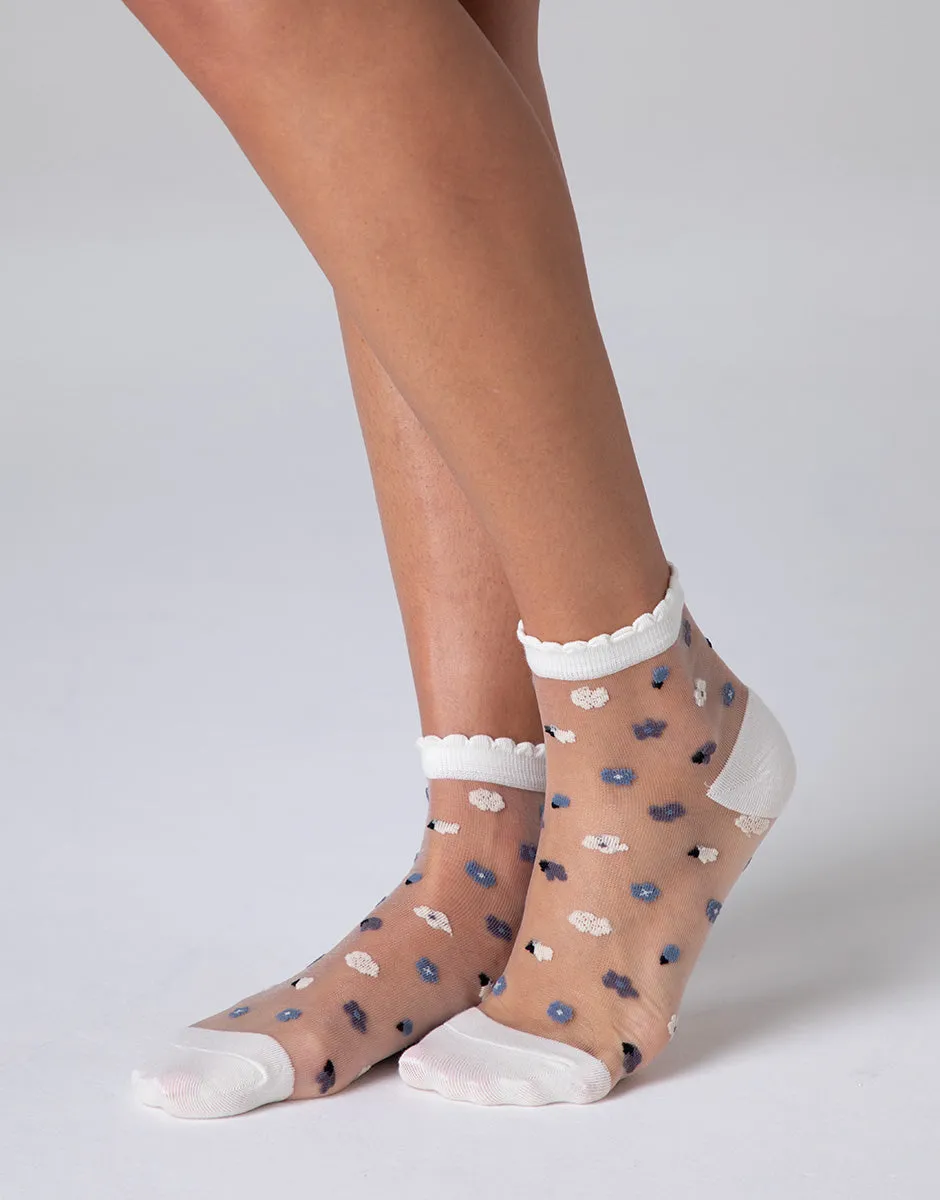 Lovable Basic Soul Fancy Sheer calzini corti lavanda con fiori