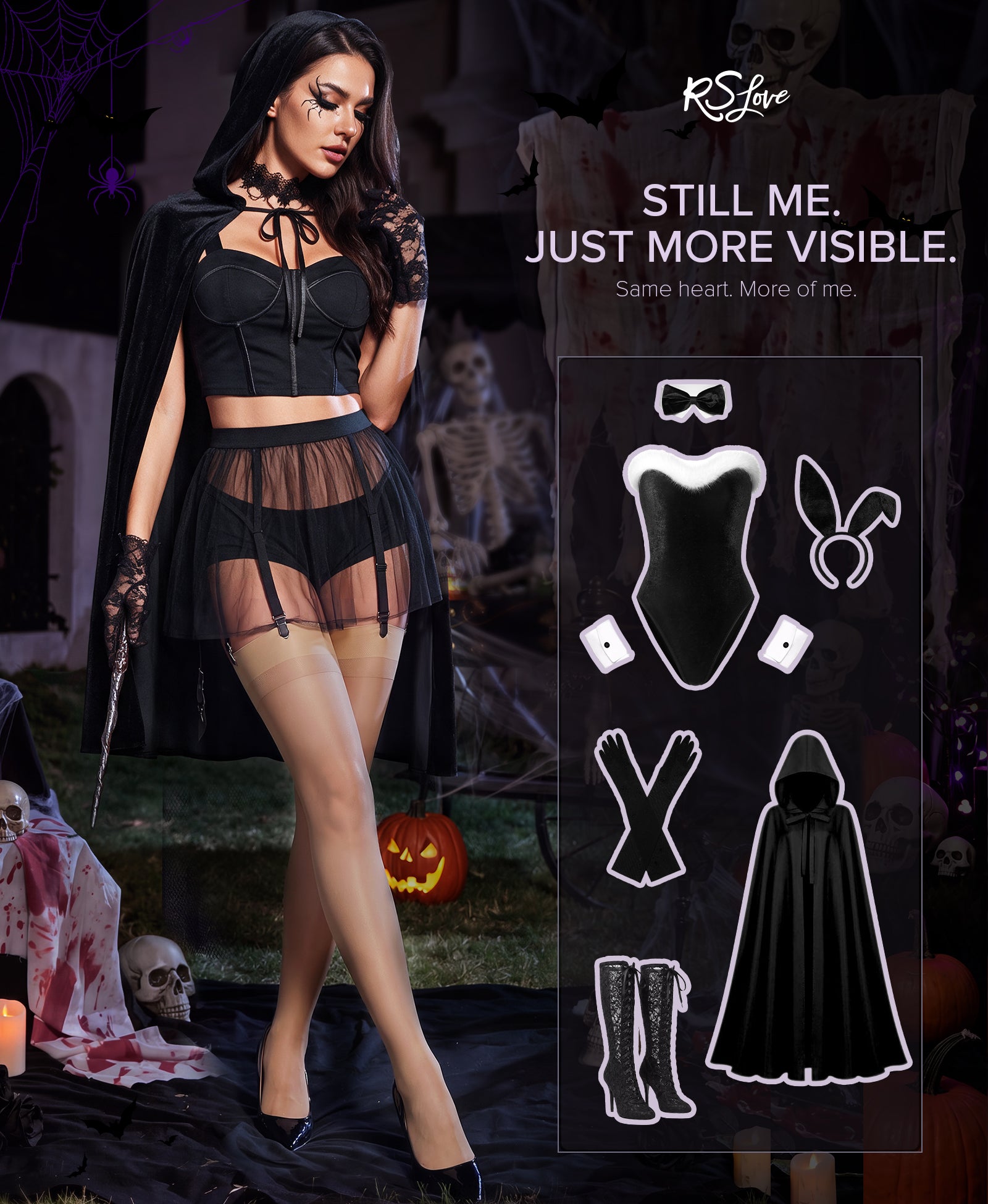 RSLOVE Thigh High calze autoreggenti 20 denari nere taglia unica