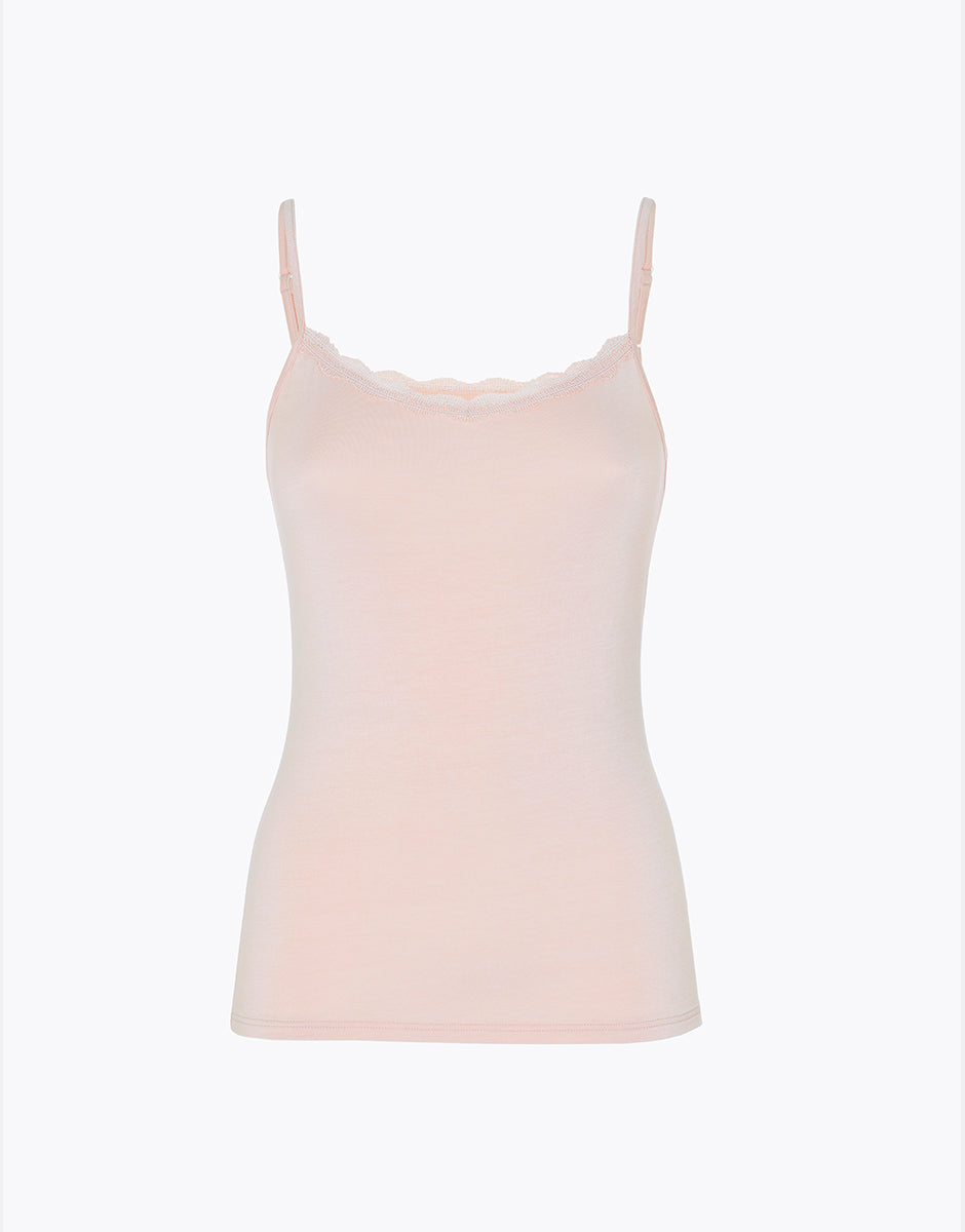 Lovable Basic Soul top in viscosa con pizzo rosa cipria