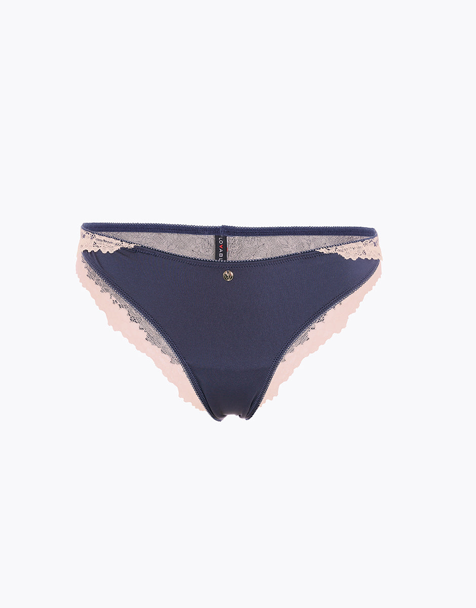 Lovable So Lacy Panties Beauty Curves brasiliano blu jeans cappuccino pizzo e microfibra