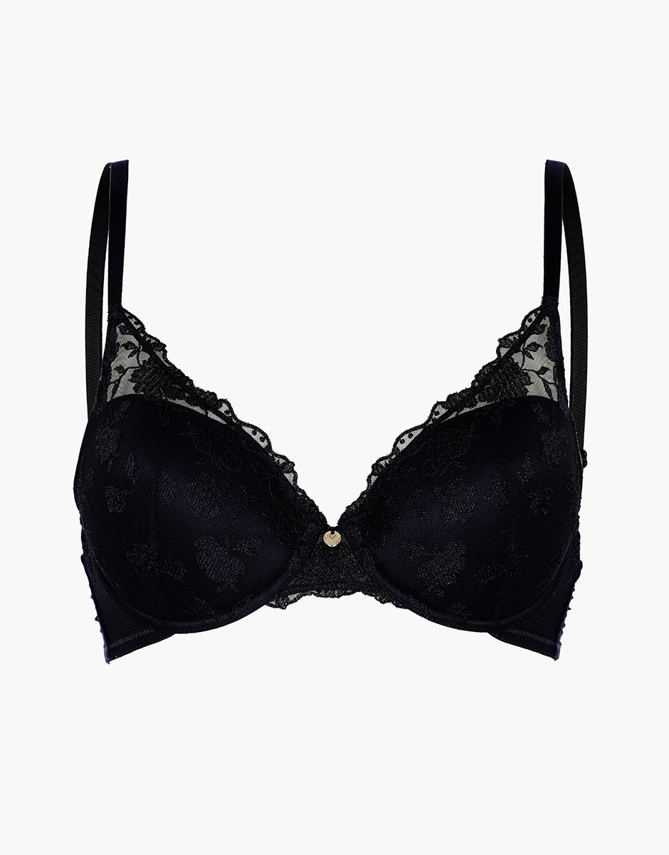 Lovable Garden Flowers Lace Floral Embroidery reggiseno push-up nero