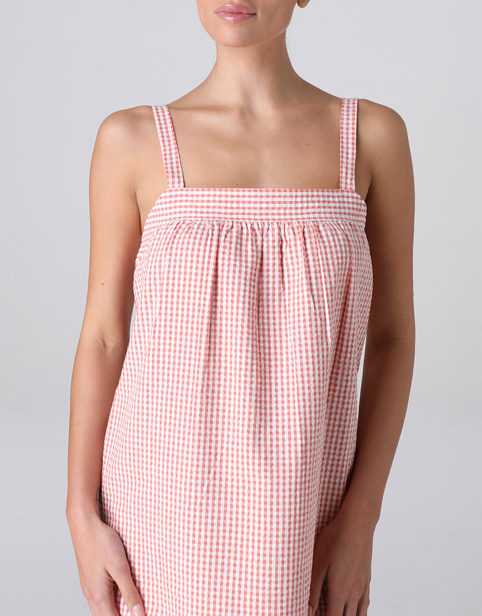 Lovable Basic Soul Camicia da Notte Smanicata Seersucker 2/S vichy terracotta