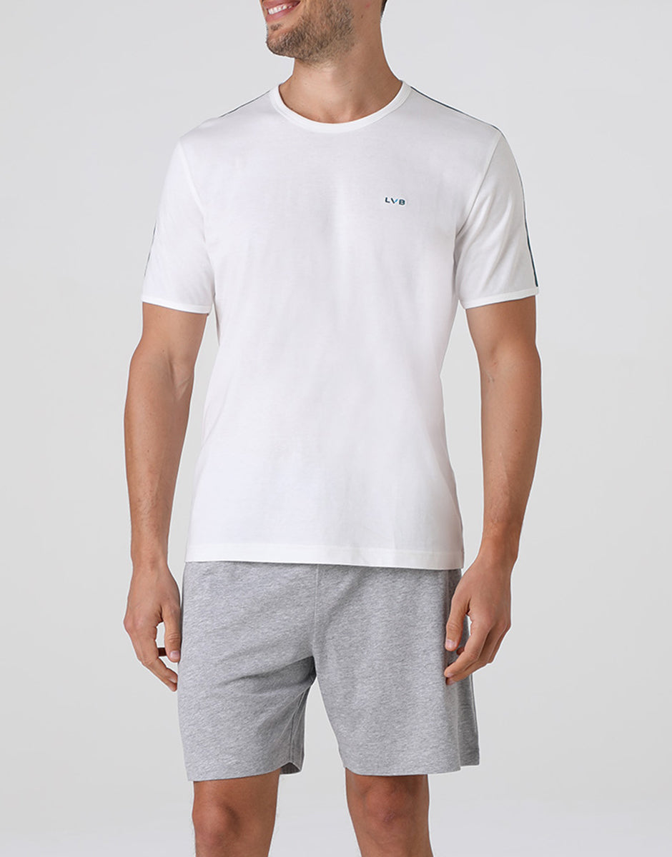 Lovable Basic Soul Pigiama Corto Girocollo in Jersey avorio cotone