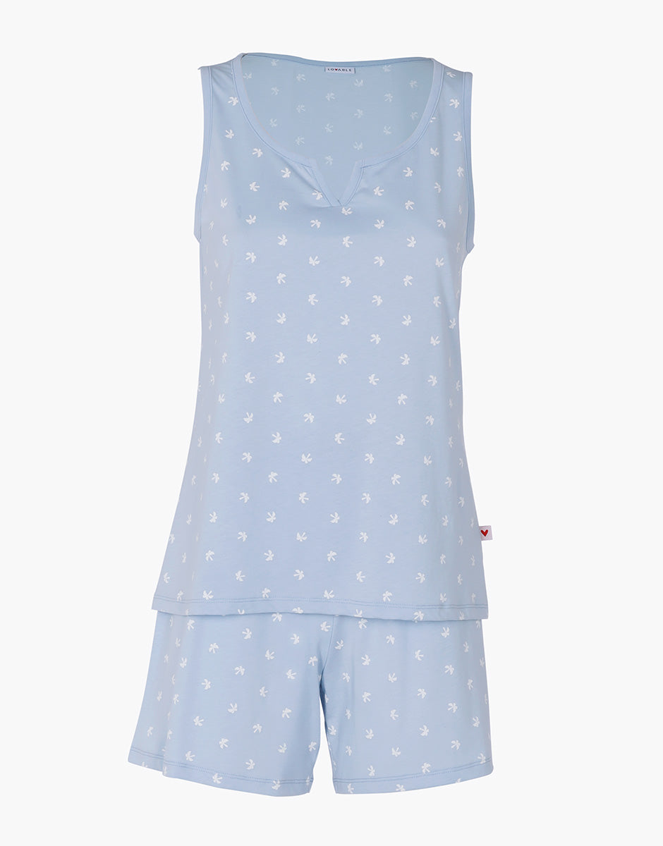 Lovable Basic Soul Pigiama Corto Smanicato in Jersey azzurro cotone