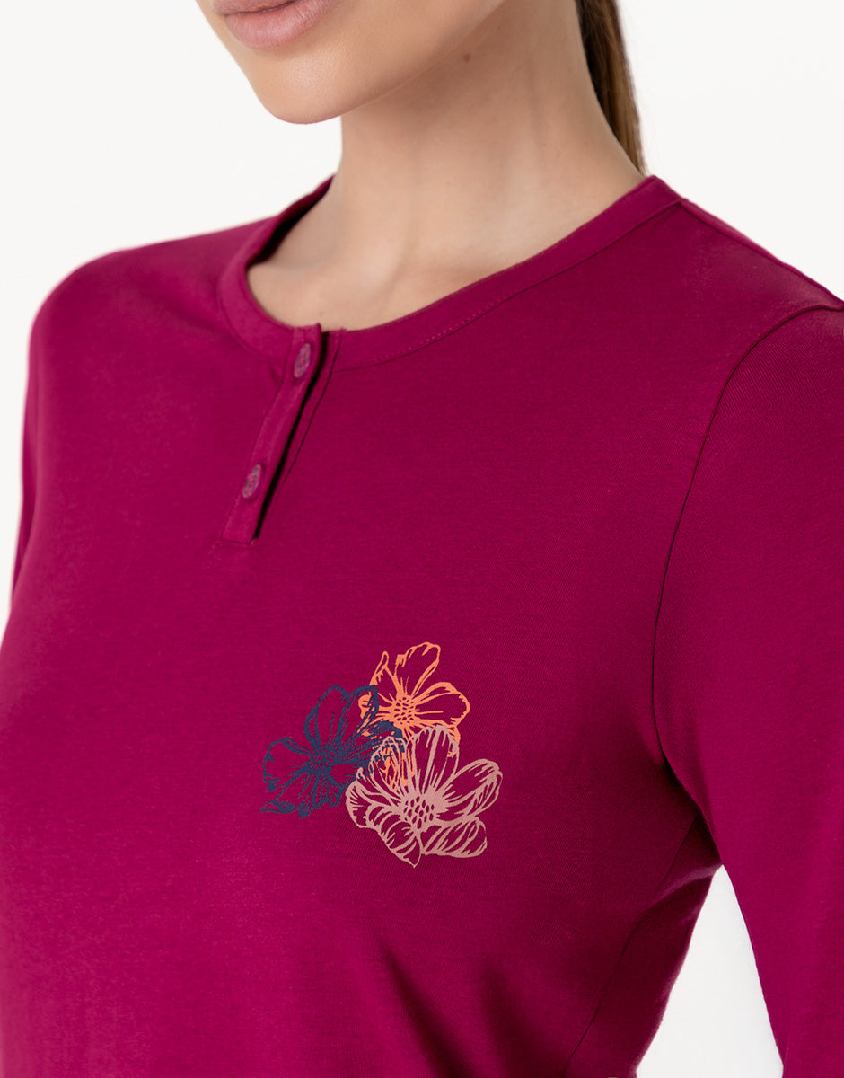 Lovable Basic Soul pigiama lungo serafino lampone intenso