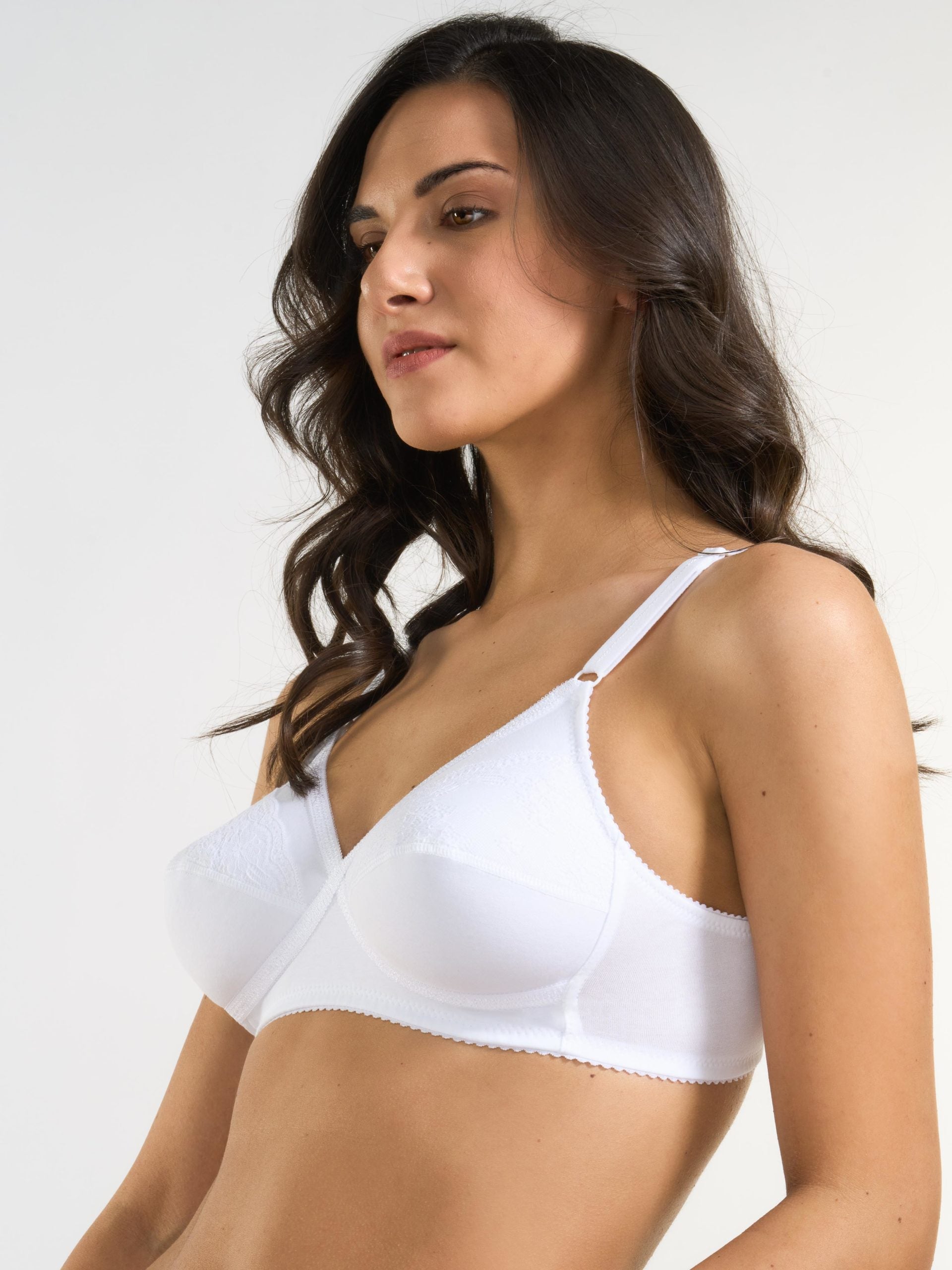 SPIMAN Cotton reggiseno in cotone e pizzo coppa B bianco