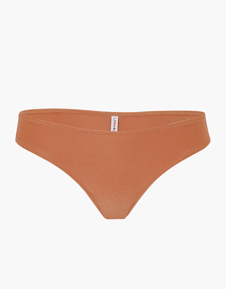 Lovable Glam Shiny Micro Plain Lurex slip brasiliano rame
