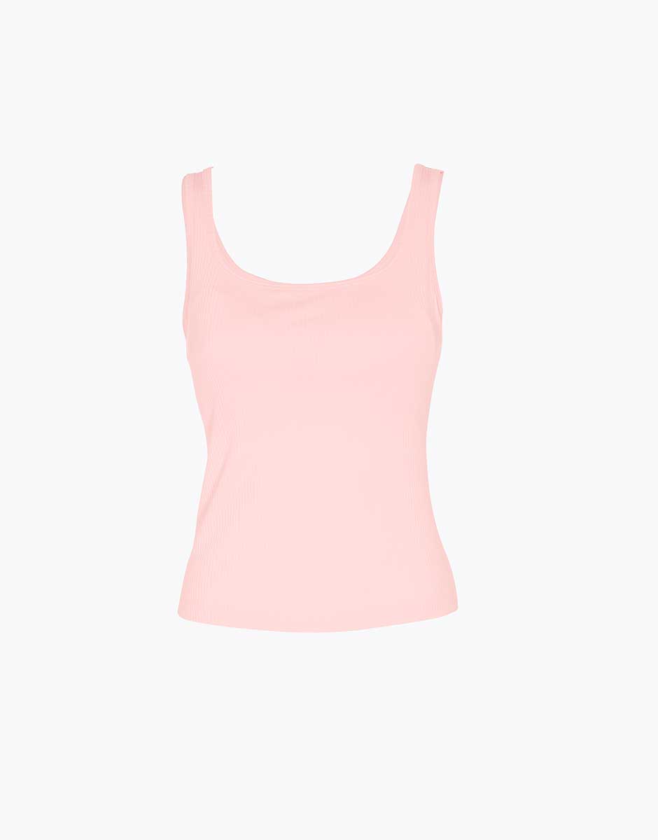 Lovable Basic Soul canotta con scollo quadrato rosa cipria in cotone a costine