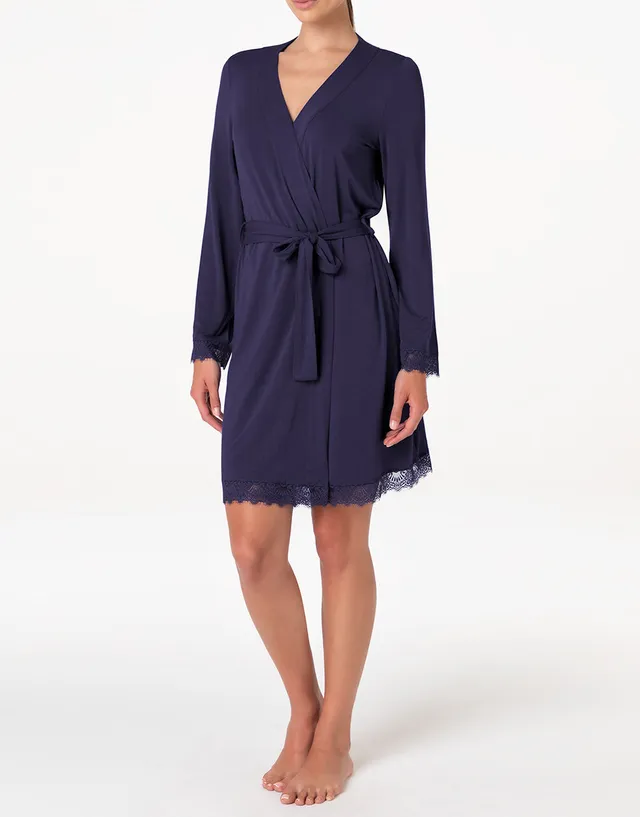 Lovable Basic Soul Elegant Modal vestaglia manica lunga blu notte modal elasticizzato