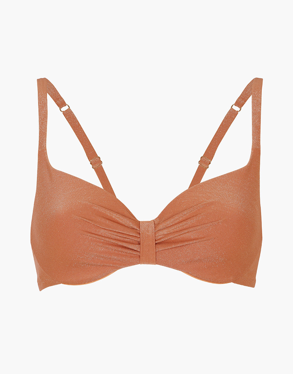 Lovable Glam Shiny Micro Plain Lurex reggiseno costume rame coppa 3B con ferretto