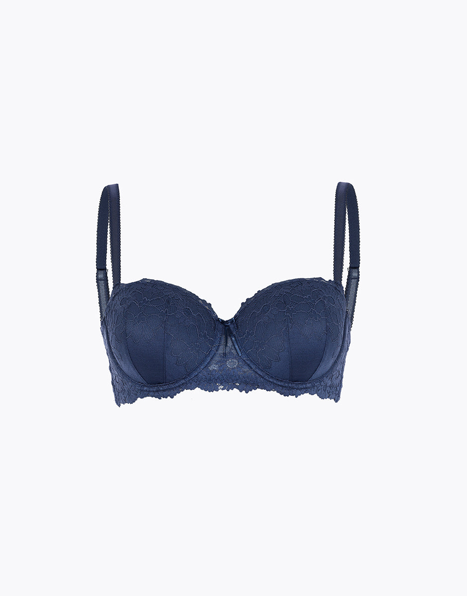 Lovable Garden Flowers Lace reggiseno balconcino imbottito blu polvere