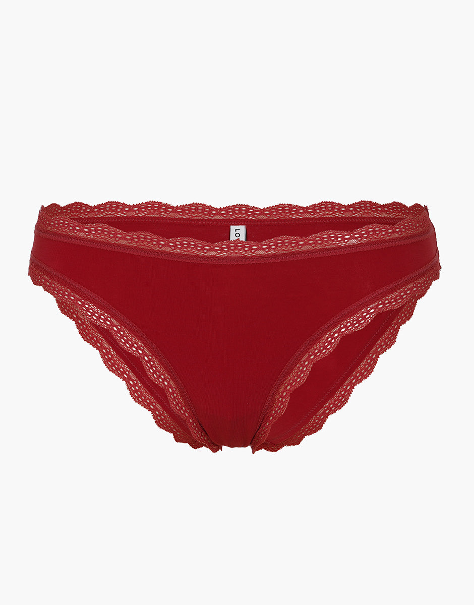 Lovable So Lacy Panties slip in cotone e pizzo rosso lampone