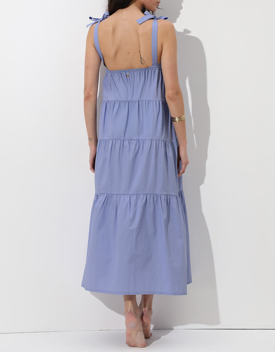 Lovable Basic Soul abito lungo mare in cotone azzurro polvere lillato