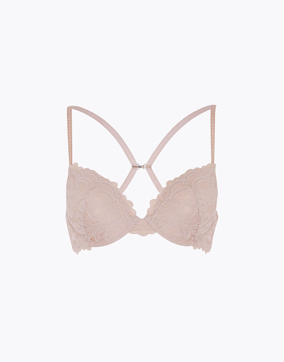 Lovable Garden Flowers Lace Reggiseno Push Up con Ferretto cappuccino