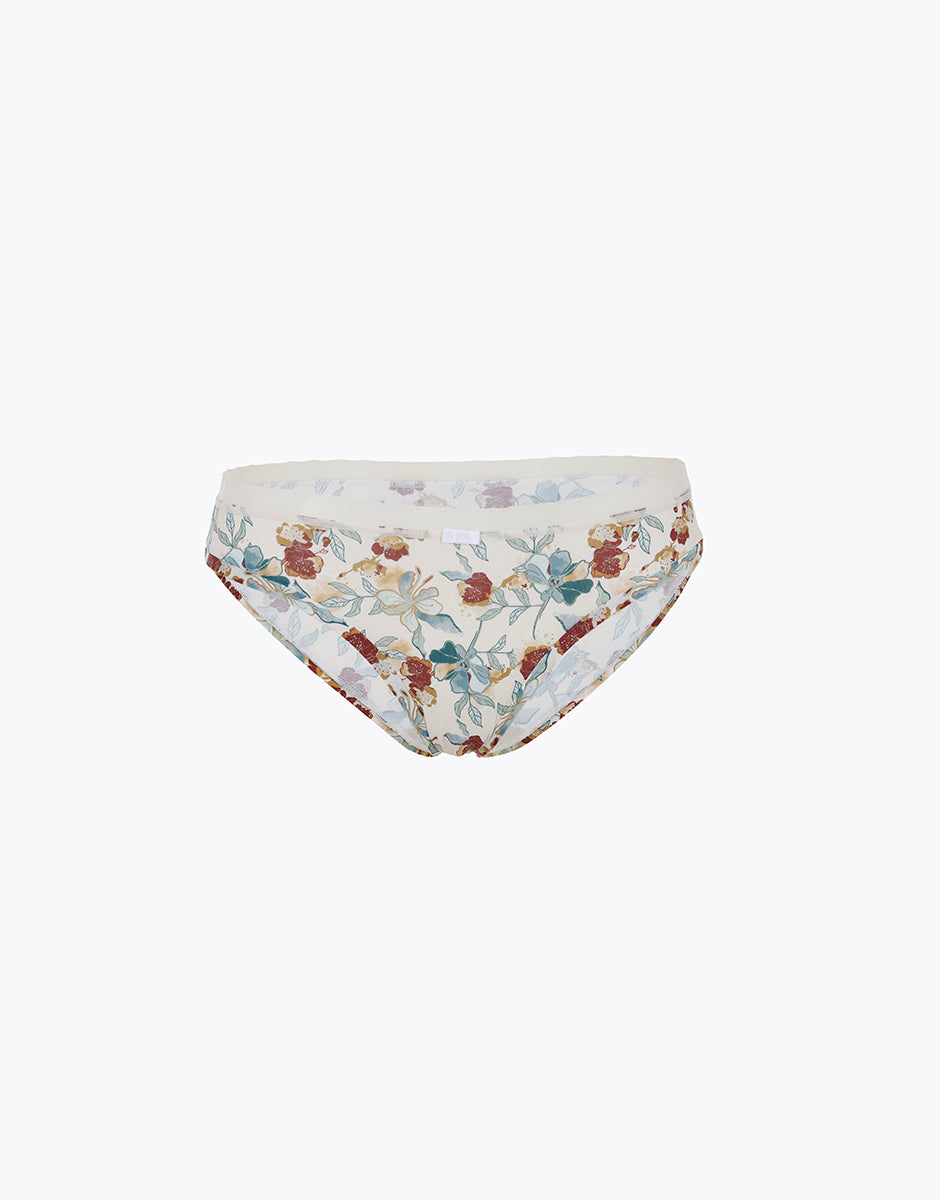 Lovable My Daily Comfort Printed slip in microfibra stampa fiori avorio perlato