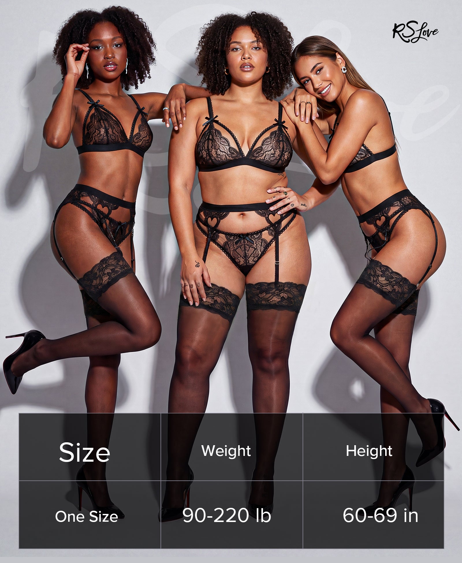 RSLOVE Thigh High Double Silicone Non-Slip calze autoreggenti nere