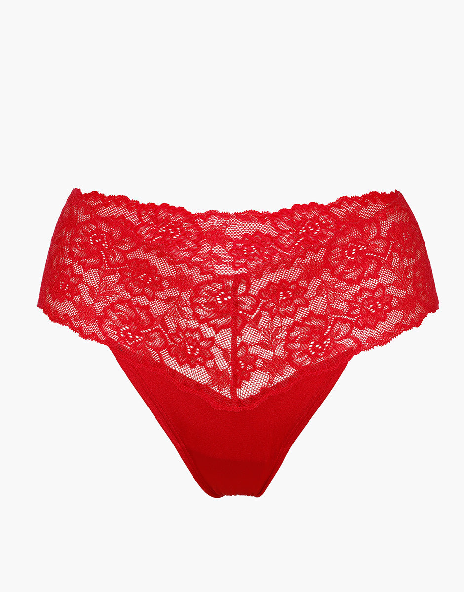 Lovable So Lacy Panties Table brasiliano rosso 1/XS cotone e pizzo