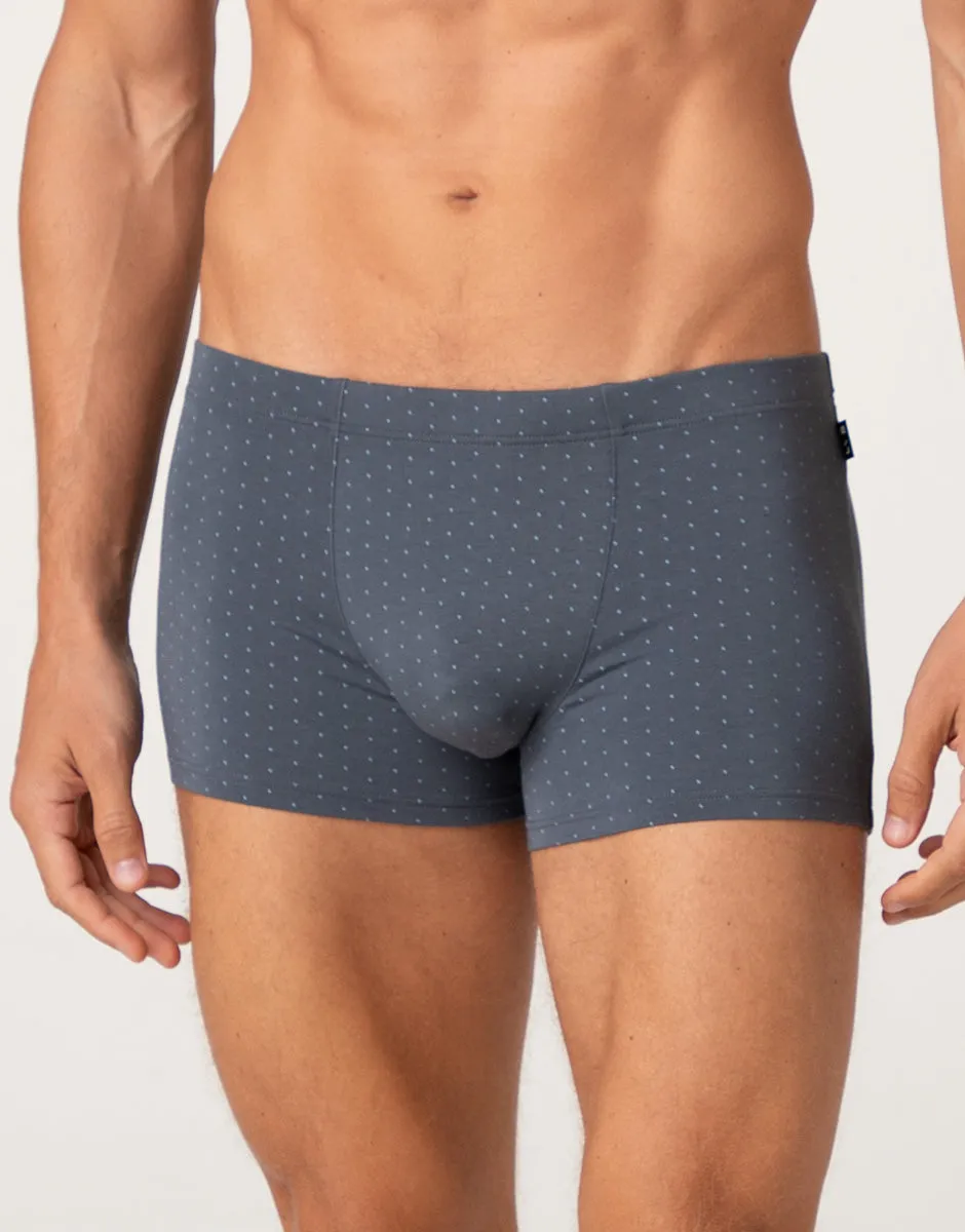 Lovable Value Elegance Printed Cotton Modal boxer uomo antracite pois azzurri